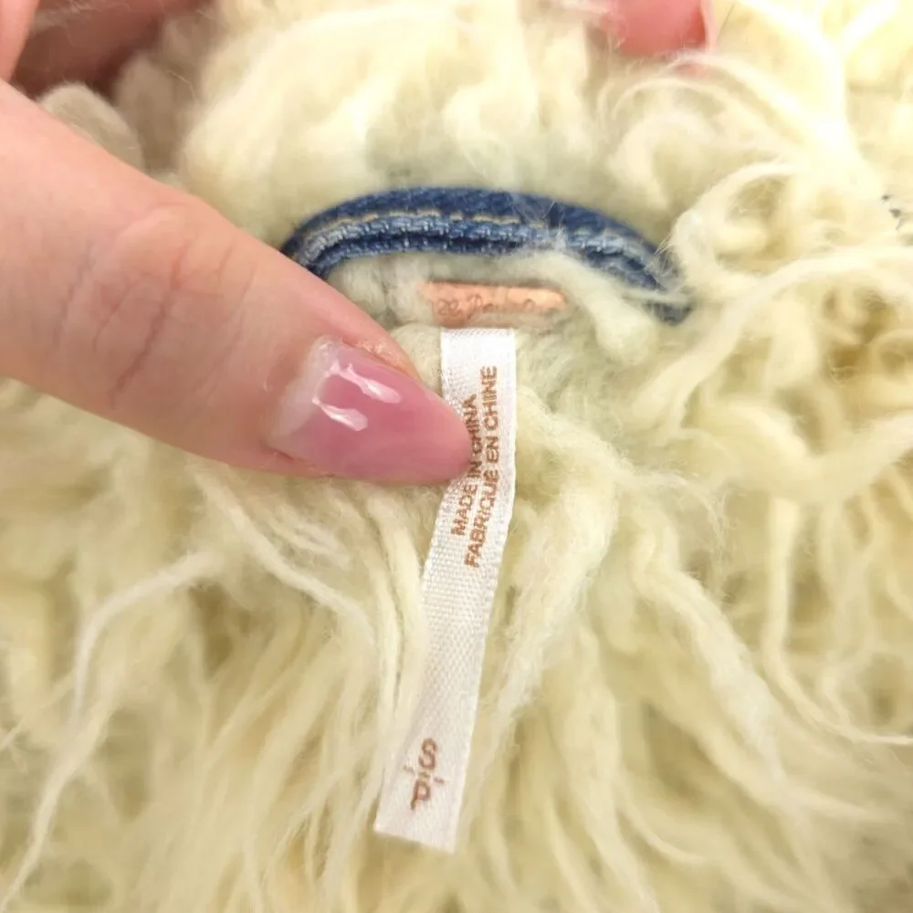 FREE PEOPLE Shaggy Fur Denim Trucker Jacket Festival Boho Indie Downtown Girl - Picture 3 of 13
